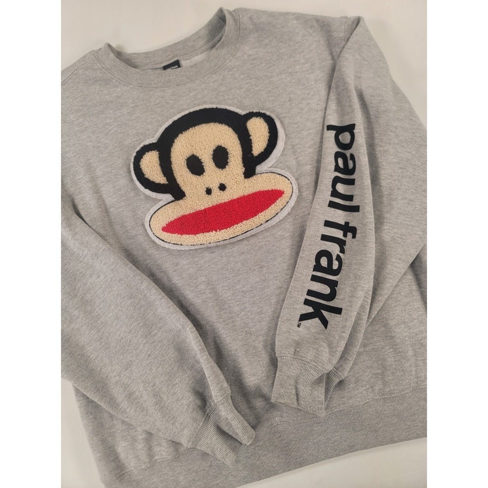 Paul Frank Juniors XL Julius Monkey Gray Fleece Sweatshirt Crewneck Y2K